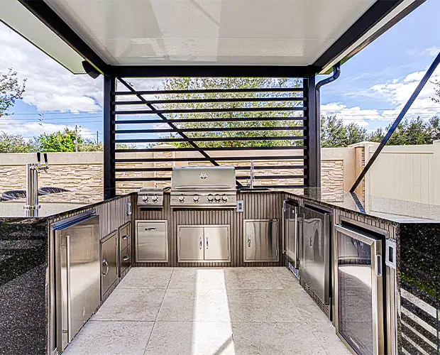 Custom outdoor kitchen built by Moura's