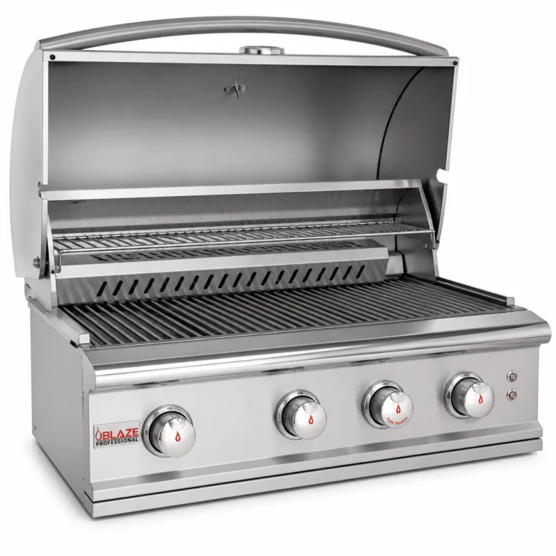 Blaze Professional LUX 34-Inch 3-Burner Built-In Gas Grill with lid open