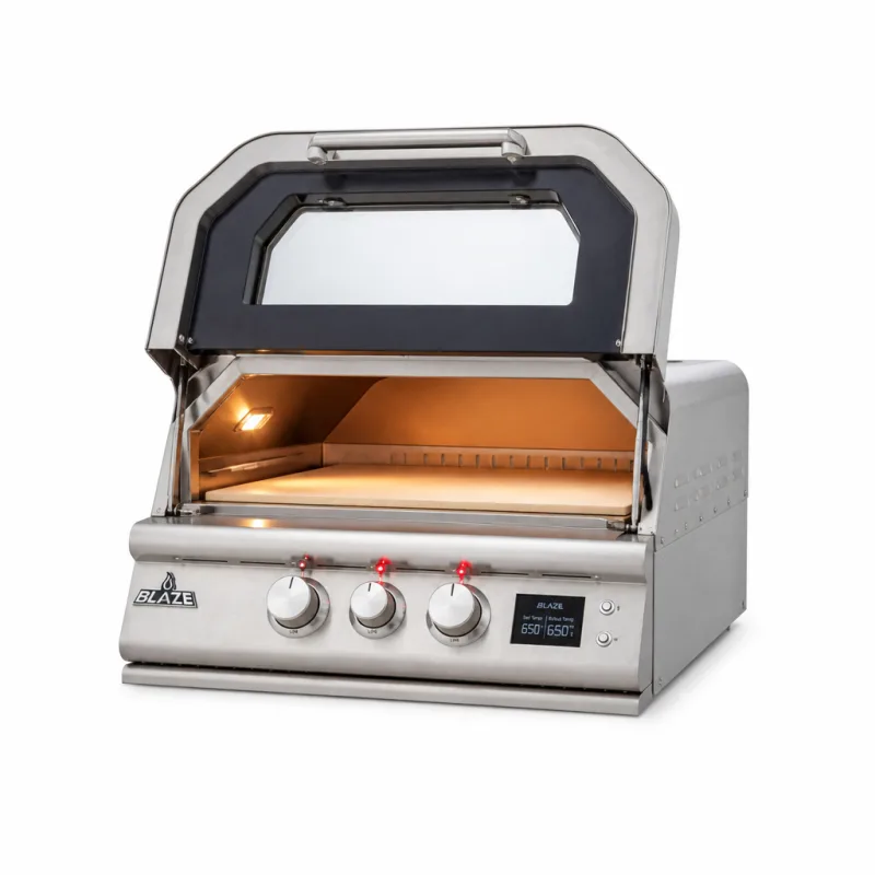 Blaze 26-Inch Gas Outdoor Oven with Bluetooth Meat Probes open